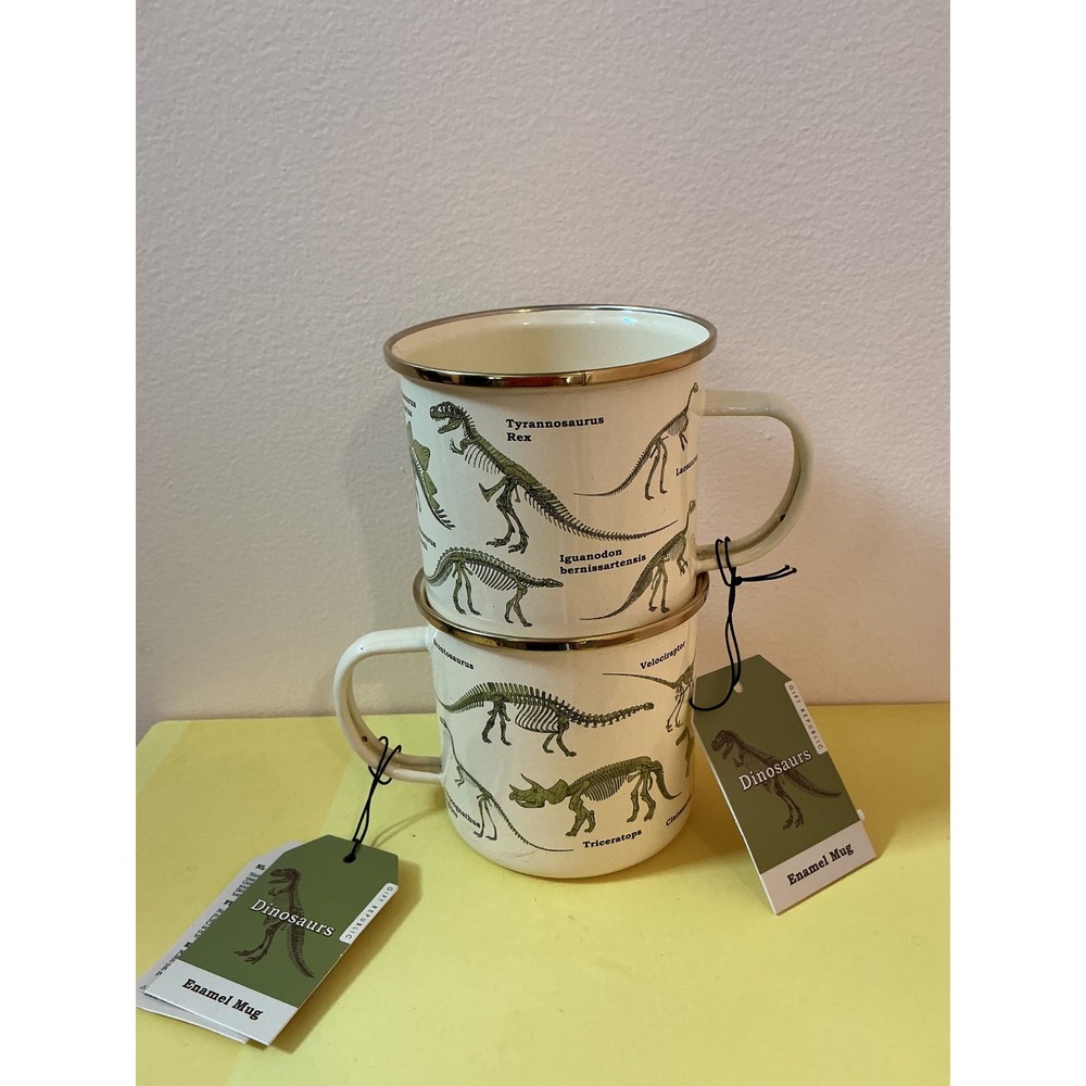 Dinosaur Enamel Mug Set Fossil Skeleton Dinosaurs‎ Jurassic Gift Republic